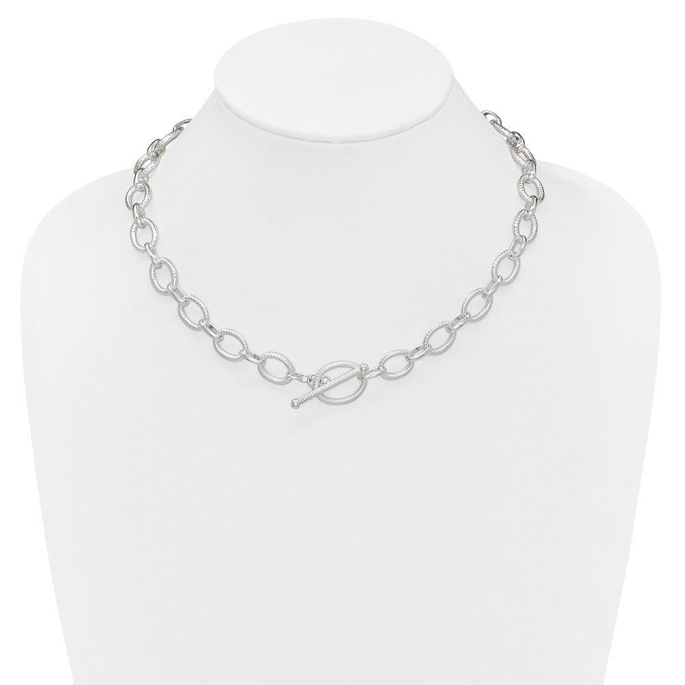 Sterling Silver Polished Fancy Link Necklace 18 Inches