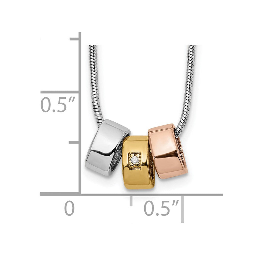 White Ice Sterling Silver Rhodium-plated Rose and Gold-tone 18 Inch Diamond Necklace with 2 Inch Extender 18 Inches