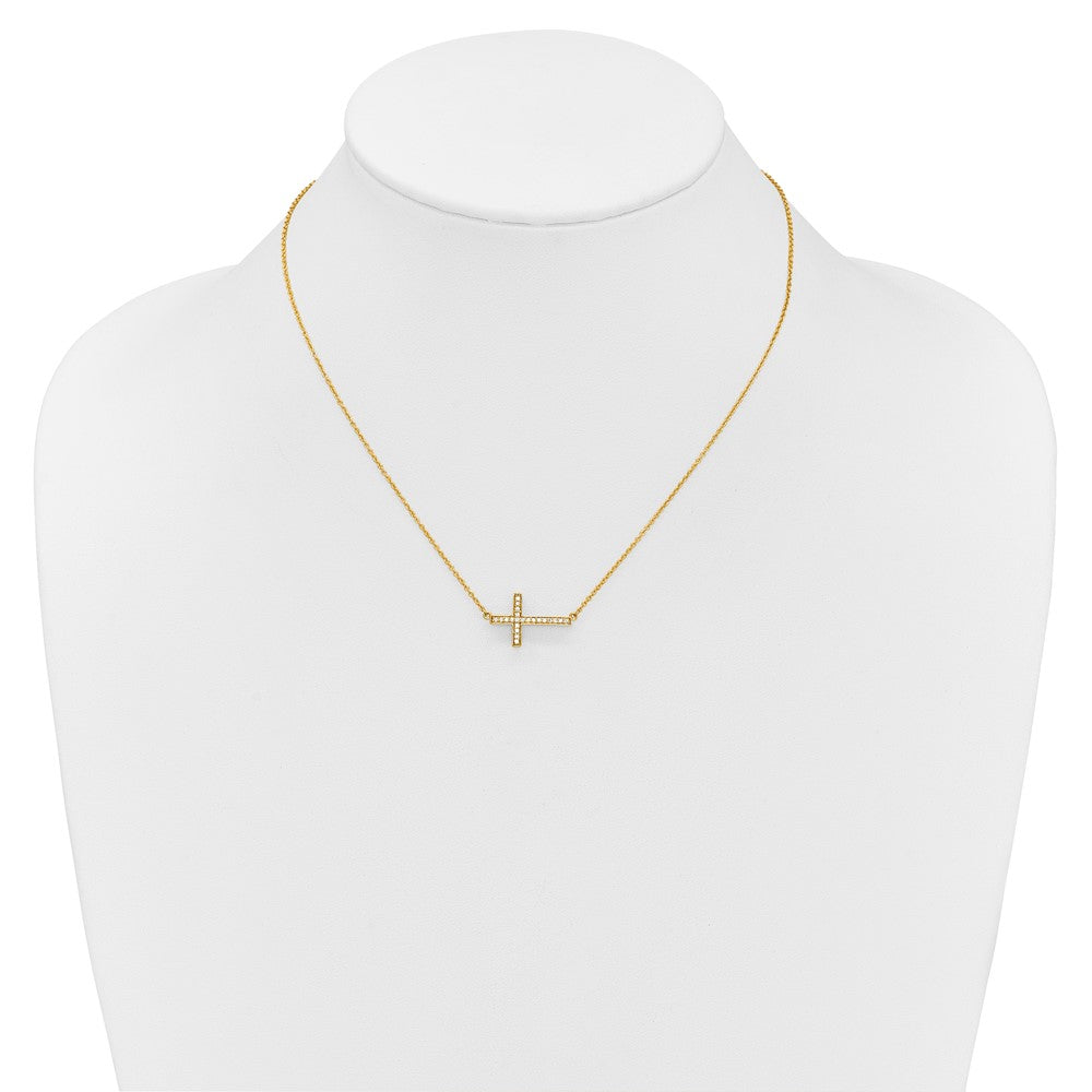 14k Diamond Sideways Cross 18in Necklace