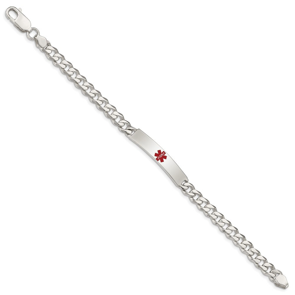 Sterling Silver Polished Medical Curb Link ID Bracelet 7.5 inches