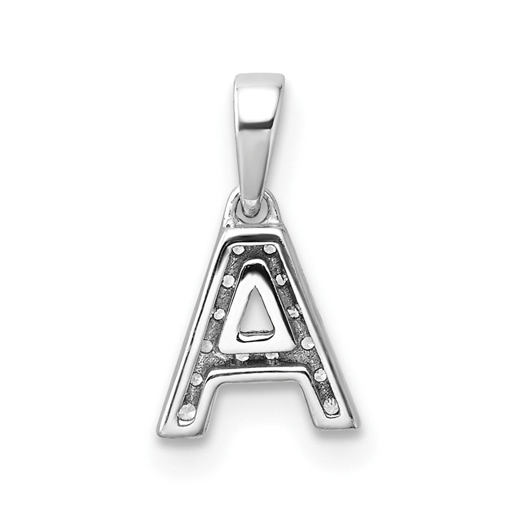 14K White Gold Diamond Letter A Initial with Bail Pendant