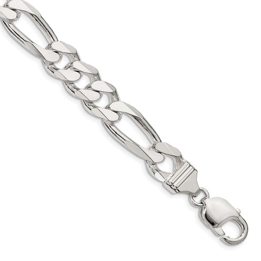 Sterling Silver 10.75mm Figaro Chain 10 inches