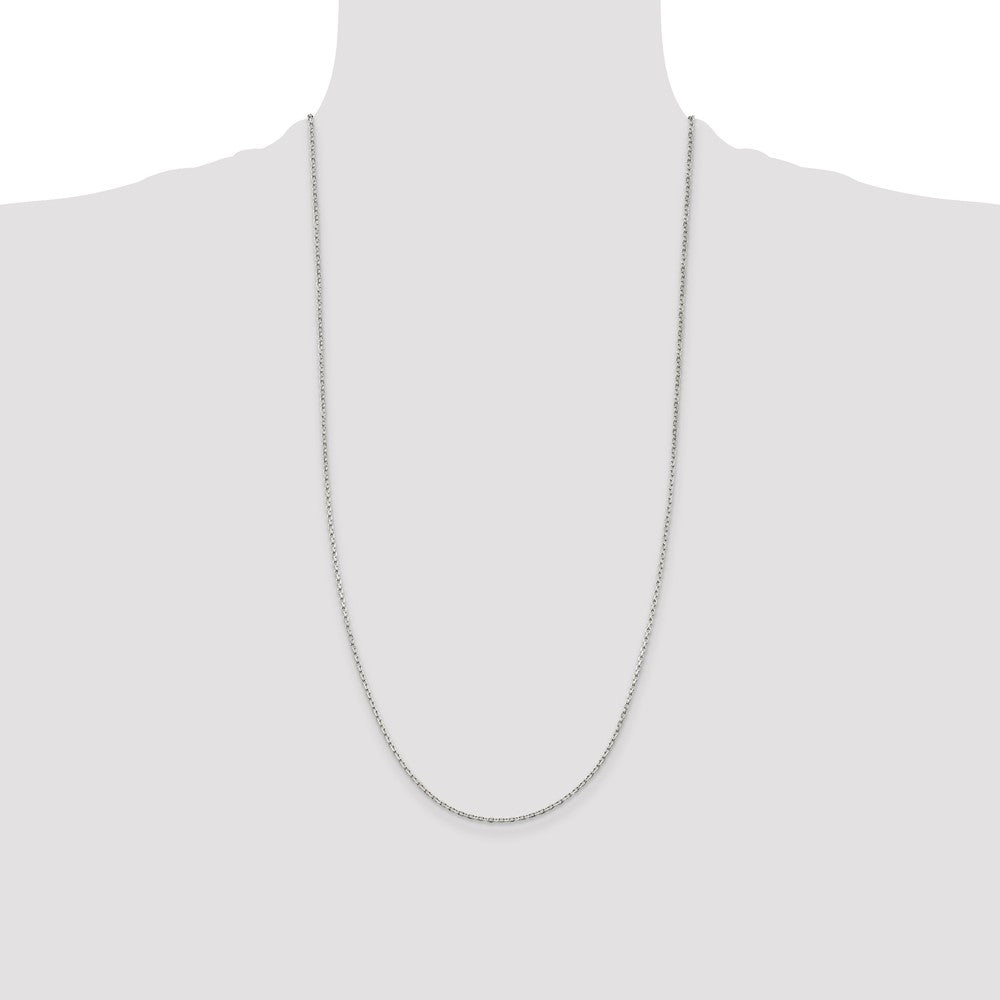 Sterling Silver 1.5mm Beveled Oval Cable Chain 28 Inches