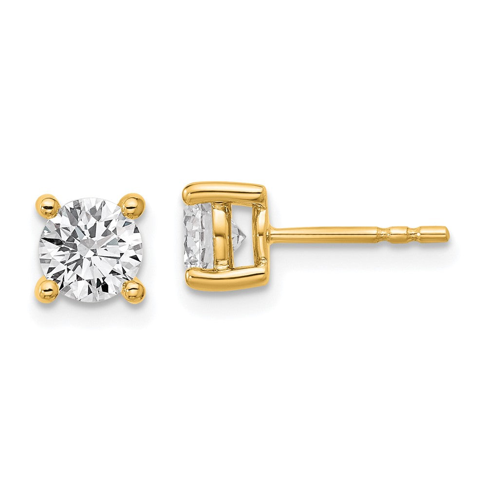 14k Yellow Gold 1 1/4 ctw Lab Grown Diamond VS+ F+ Round 4 Prong Heavy Wt. Stud Earrings