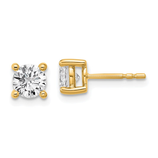14k Yellow Gold 1 1/4 ctw Lab Grown Diamond VS+ F+ Round 4 Prong Heavy Wt. Stud Earrings