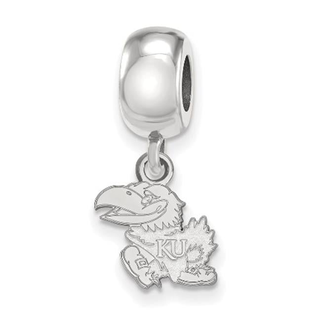 Sterling Silver Rhodium-plated LogoArt University of Kansas Jayhawk Extra Small Dangle Bead Charm