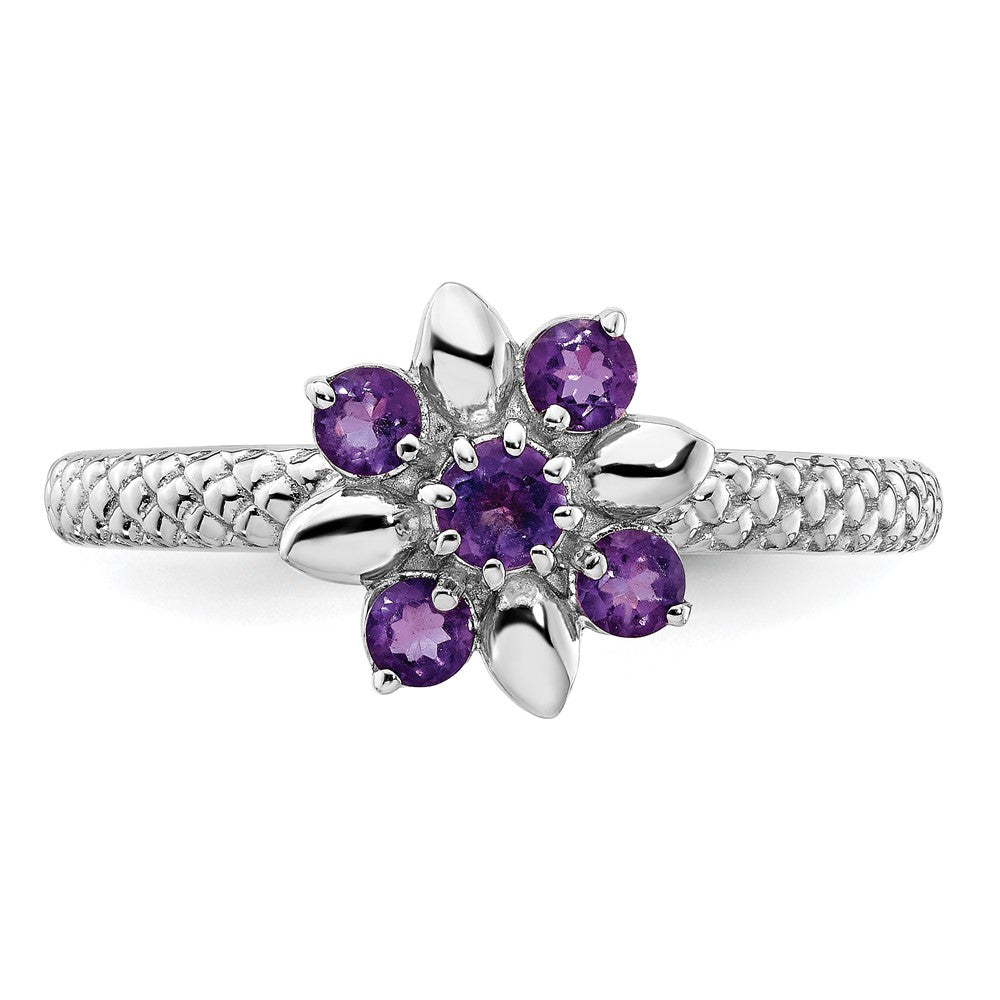 Sterling Silver Stackable Expressions Amethyst Ring Size -8
