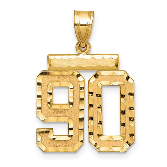 14k Medium Diamond-cut Number 90 Charm