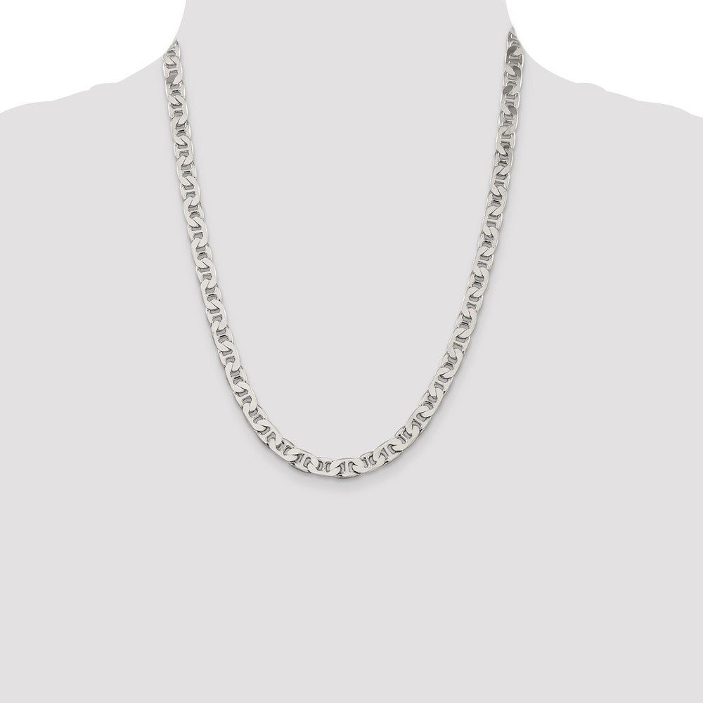 Sterling Silver 6.5mm Flat Anchor Chain 22 Inches