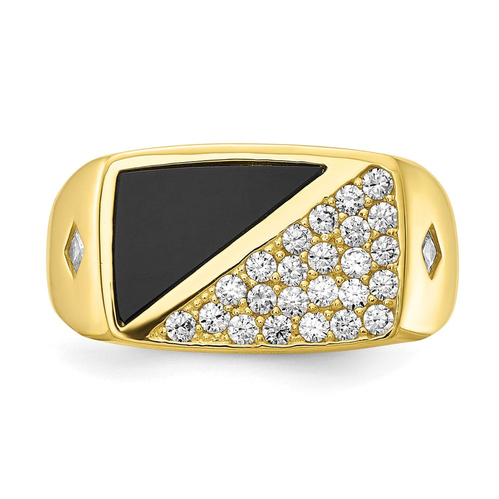 10K CZ and Onyx Men'S Ring
