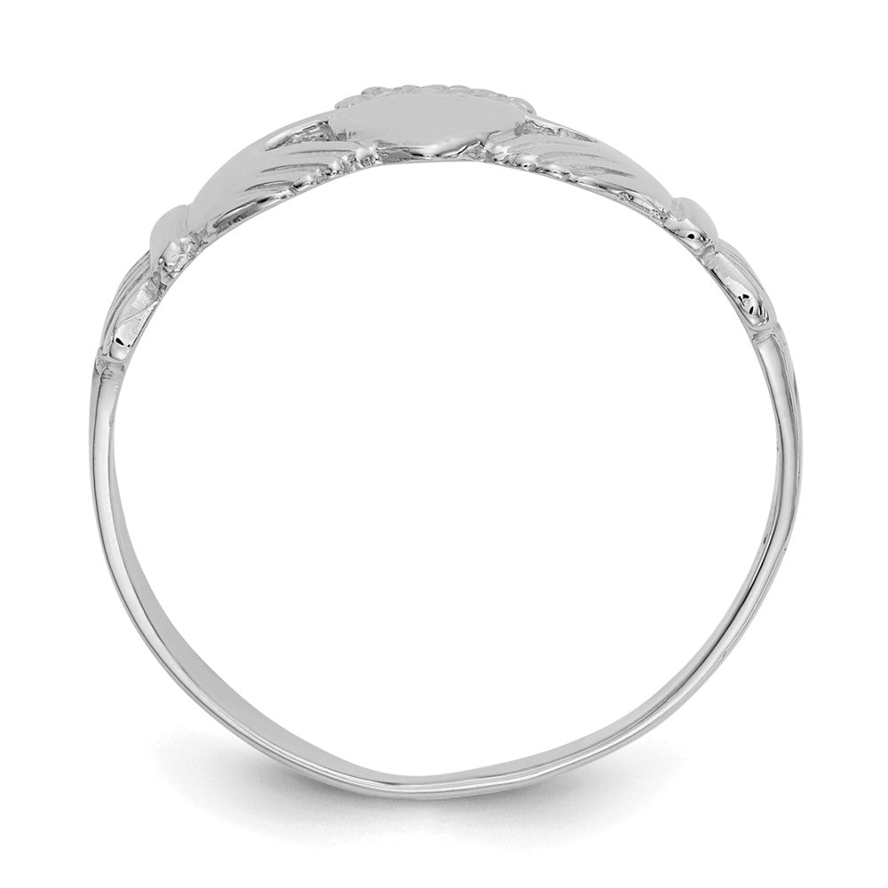 14k White Gold Ladies Claddagh Ring Size 6.5