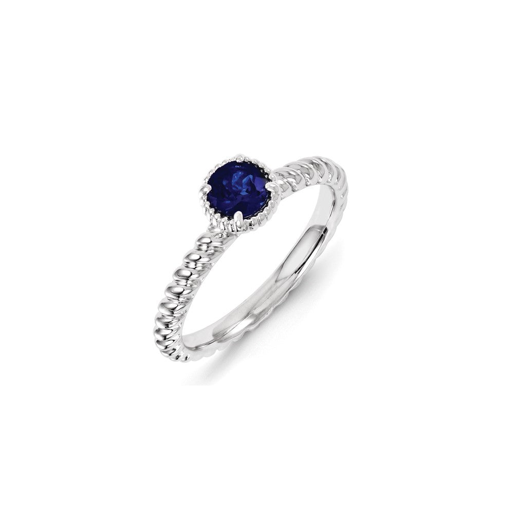 Sterling Silver Stackable Expressions Created Blue Sapphire Ring