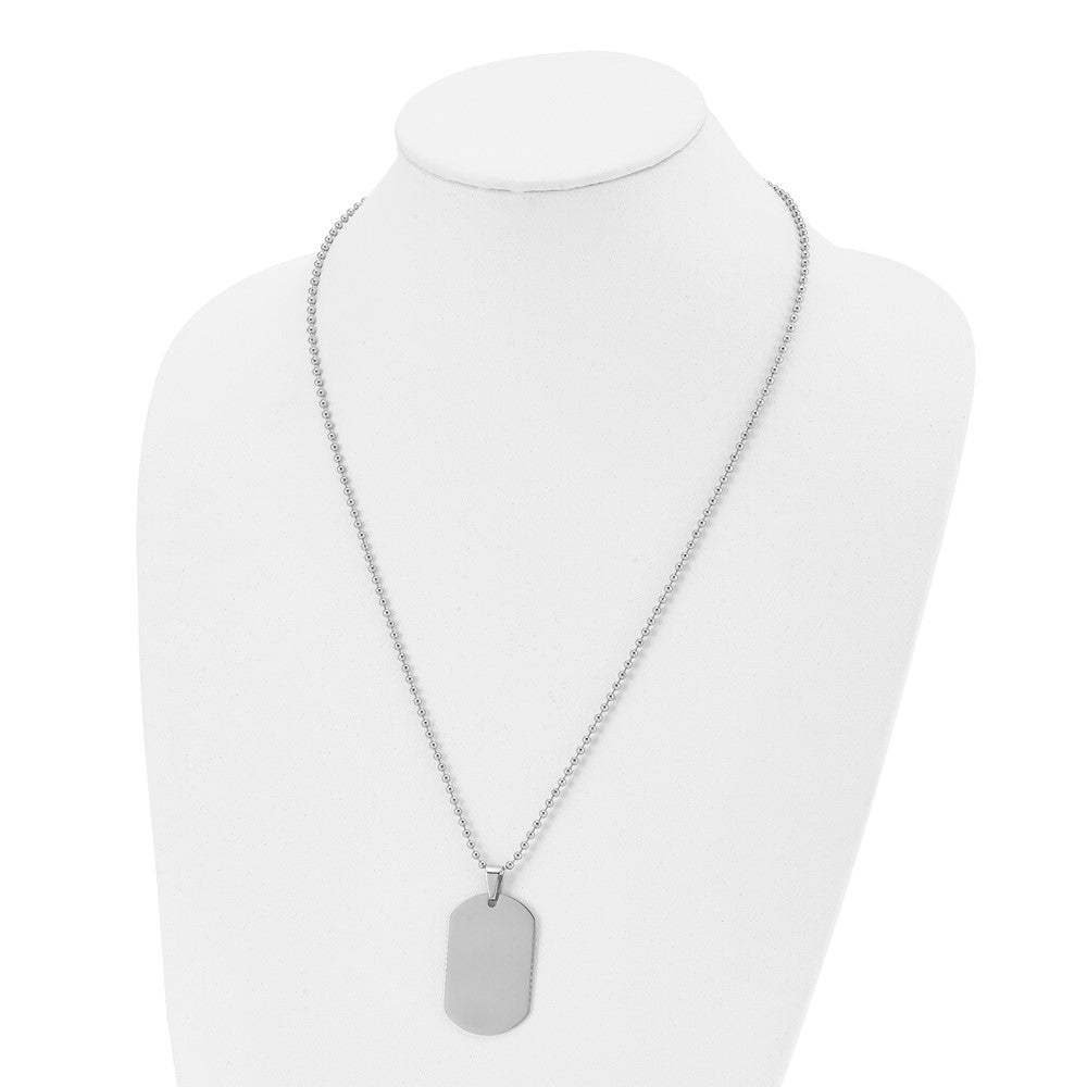 Stainless Steel Polished Dog Tag 24in Necklace