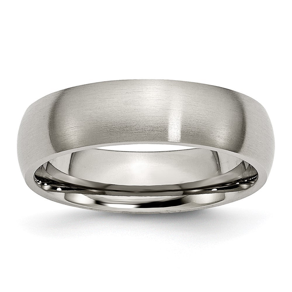 Titanium Brushed 6mm Half Round Band Size - 12