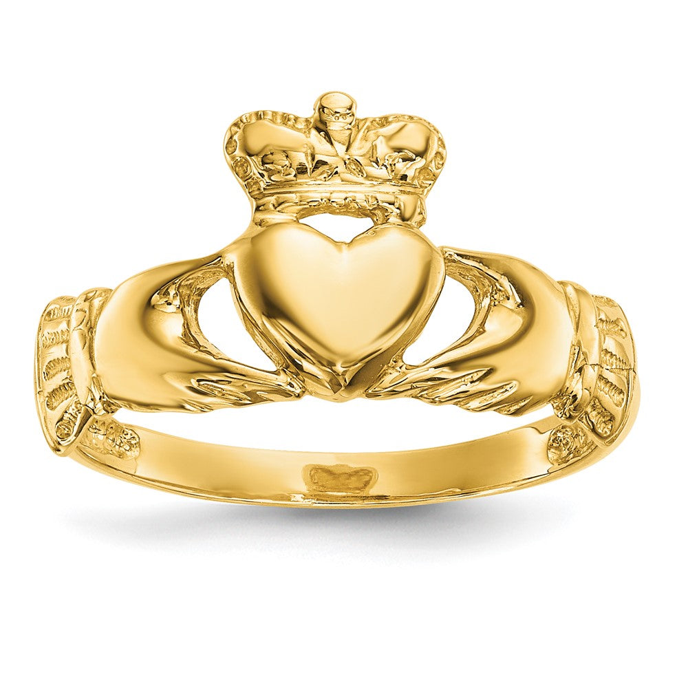 14k Polished Claddagh Ring Size 7