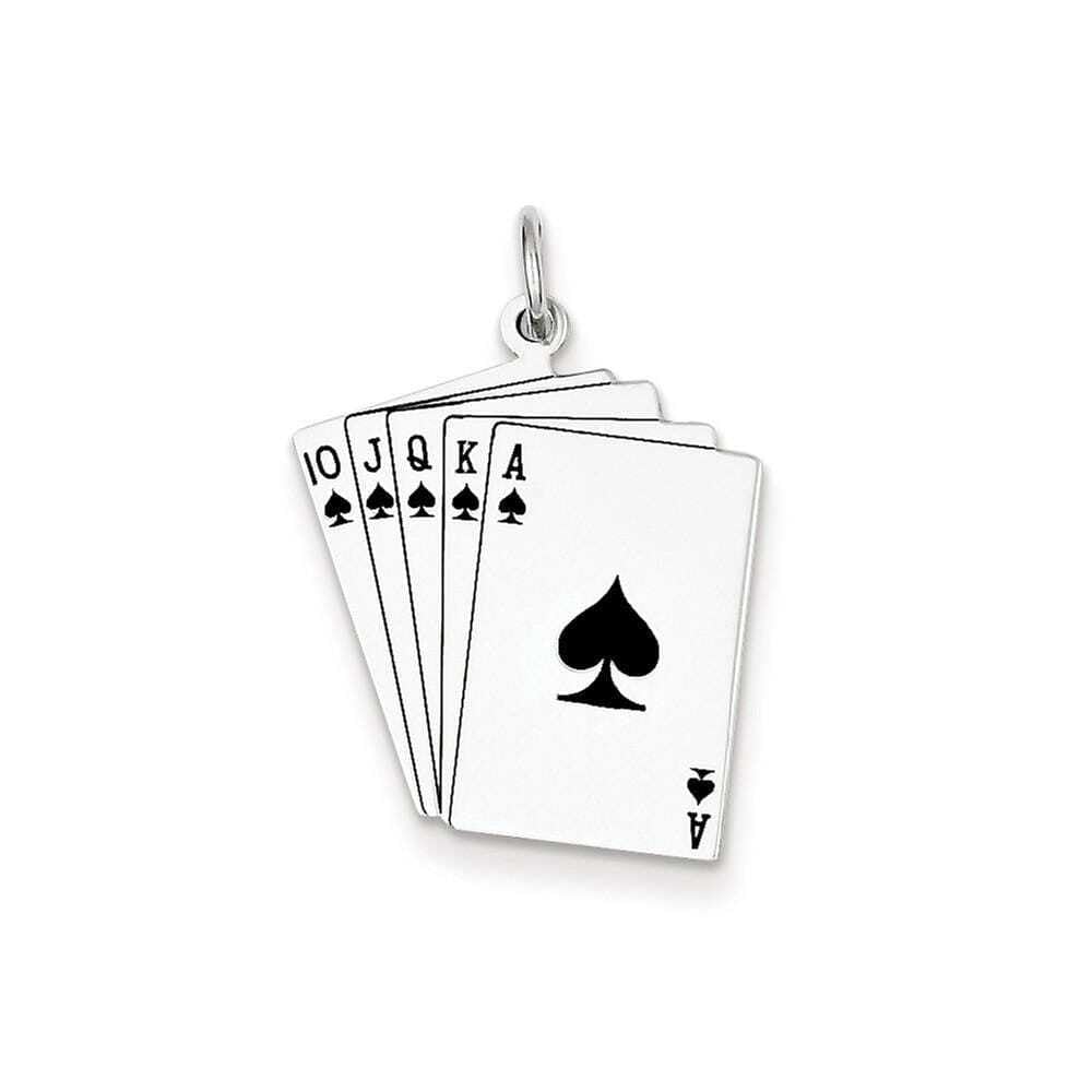 Sterling Silver Rhodium-plated Playing cards Polished Charm