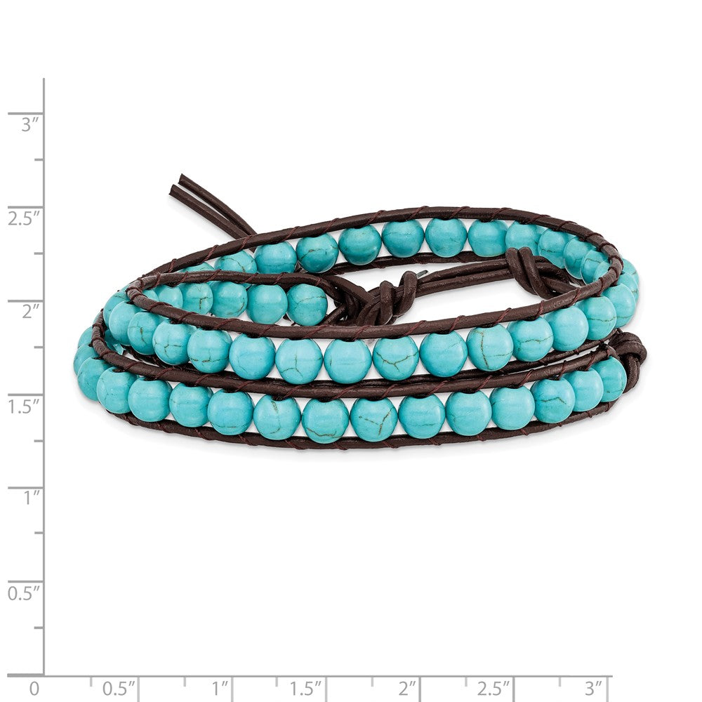 4mm Dyed Turquoise Leather Cord Multi Wrap Bracelet