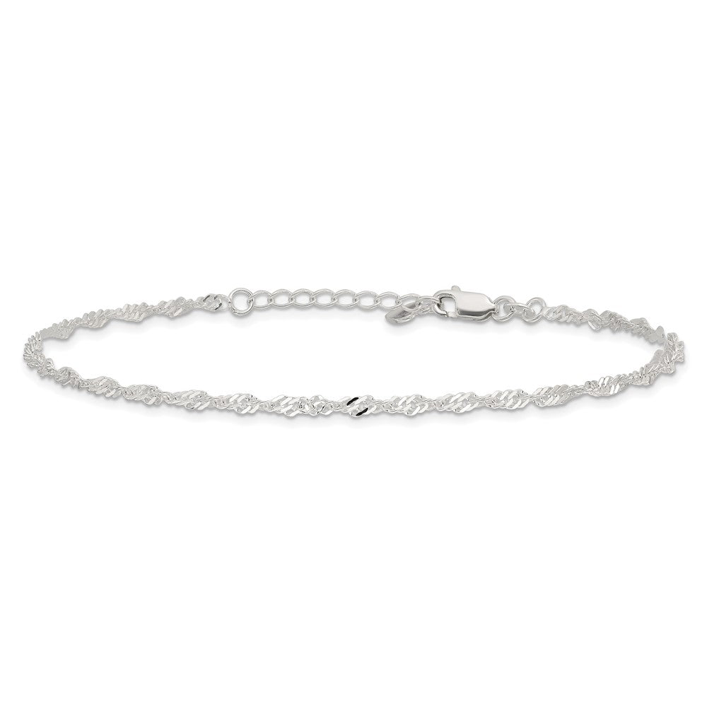 Sterling Silver D/C  Polished 9in Including a 1in Ext. Anklet 9 inches