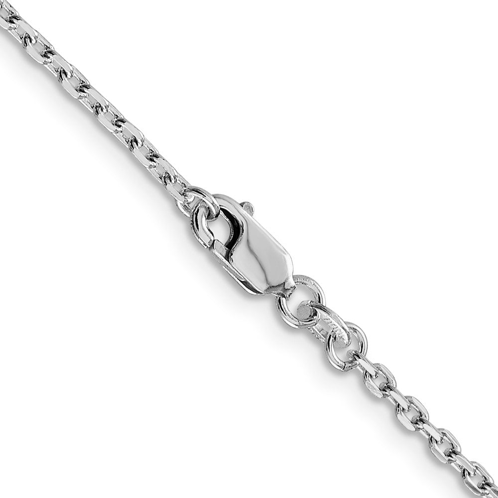Sterling Silver Rhodium-plated 2mm Beveled Oval Cable Chain 30 Inches