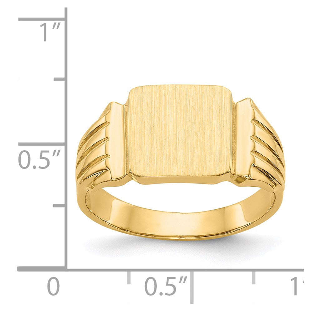 14k 10.5x10.5mm Open Back Mens Signet Ring Size 9