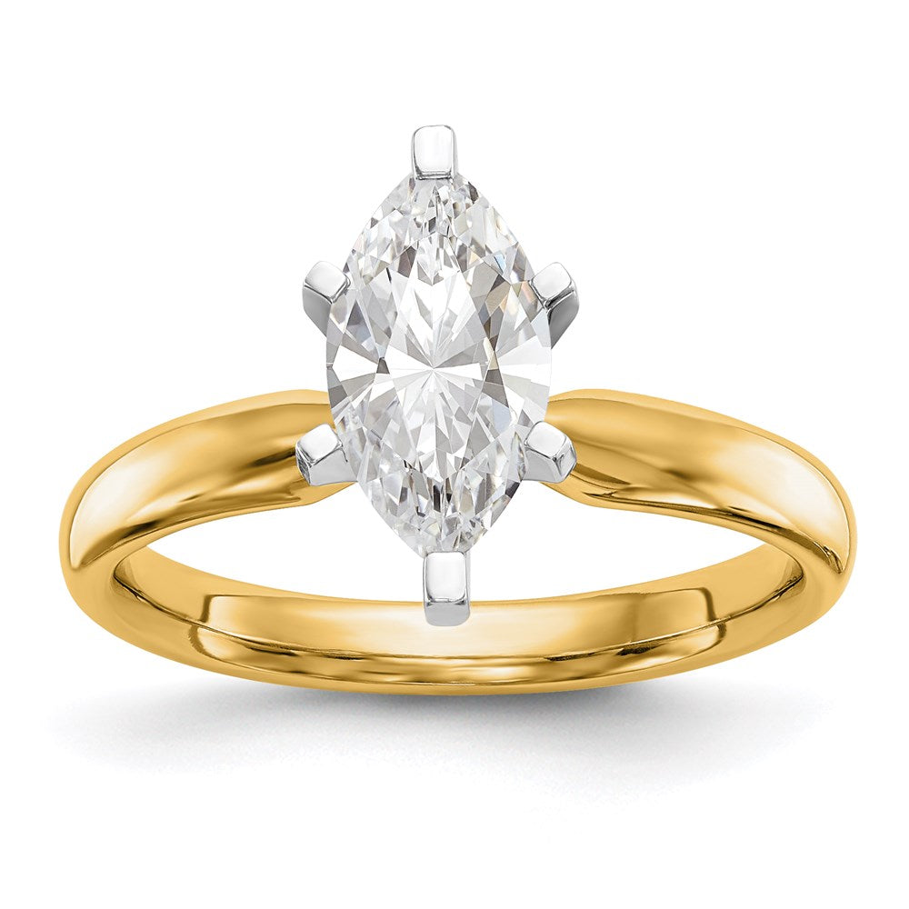 14k Two-Tone 5/8 carat Medium-Weight Comfort-Fit 6-Prong Tulip-Head Marquise Solitaire Ring Mounting