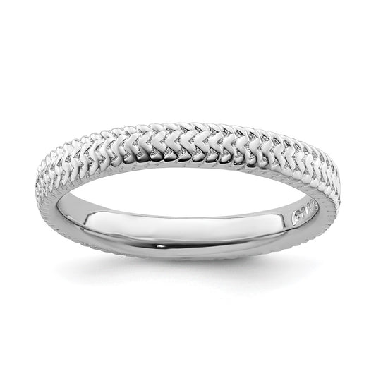 Sterling Silver Stackable Expressions Rhodium Ring Size -6