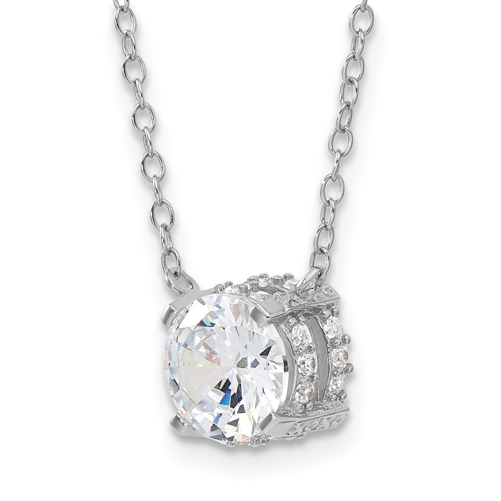 Sterling Silver Rhodium-plated 7mm CZ Necklace 18 Inches