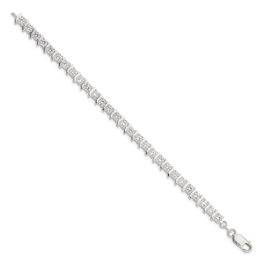 Sterling Silver CZ Fancy Polished Bracelet 7 inches