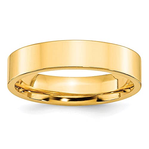10k Yellow Gold 5mm Standard Weight Flat Comfort Fit Wedding Band Size 7.5