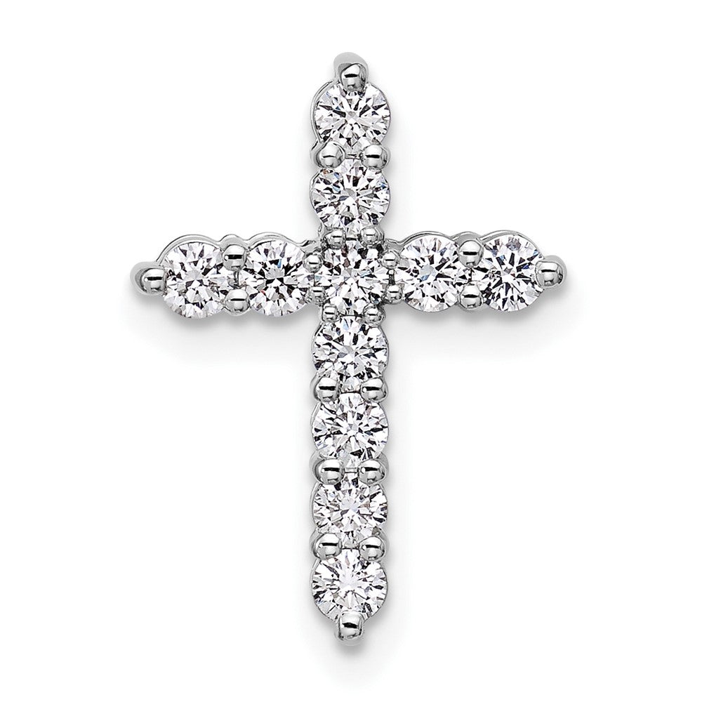 14k White Gold 1/2 carat Lab Grown Diamond VS/SI+ G+ Cross Chain Slide Pendant