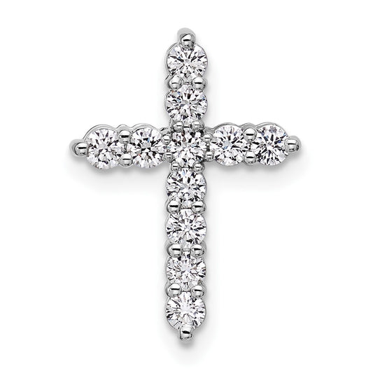 14k White Gold 1/2 carat Lab Grown Diamond VS/SI+ G+ Cross Chain Slide Pendant