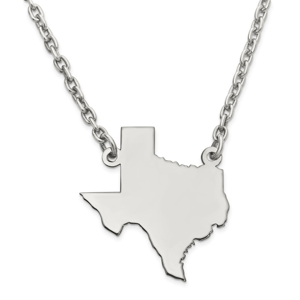 Sterling Silver/Rhodium-plated Texas State Necklace
