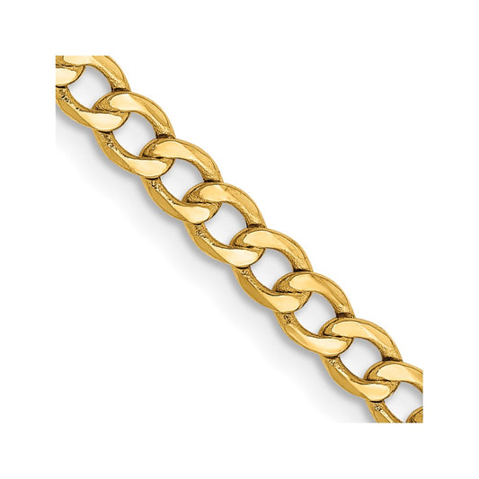 14K 22 inch 2.85mm Semi-Solid Curb with Lobster Clasp Chain