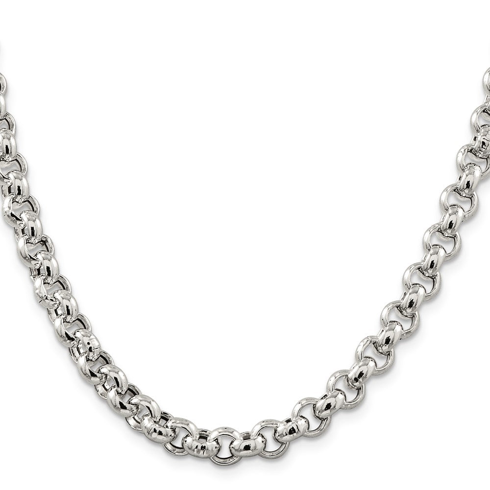 Sterling Silver 7.75mm Semi-solid Rolo Chain 20 Inches