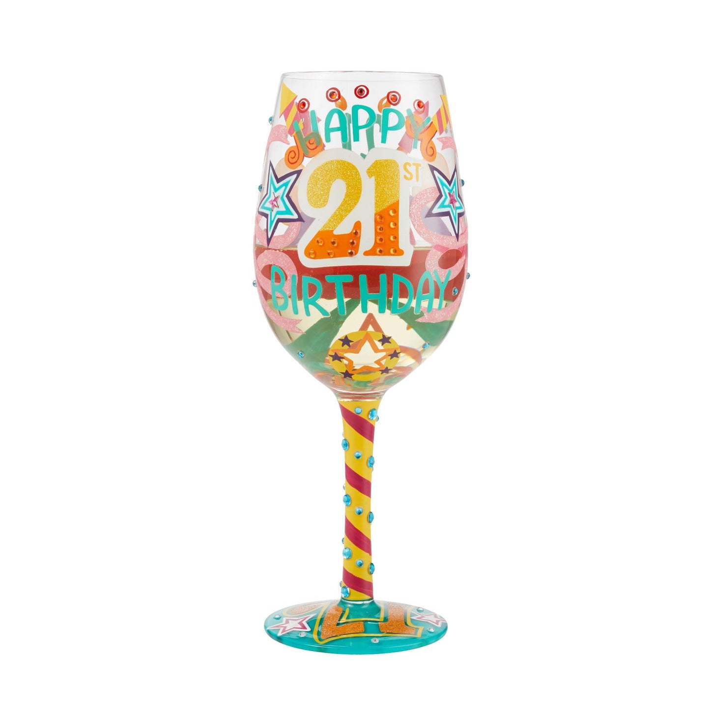 Lolita Happy 21st Birthday Wine Glass 9.1in H