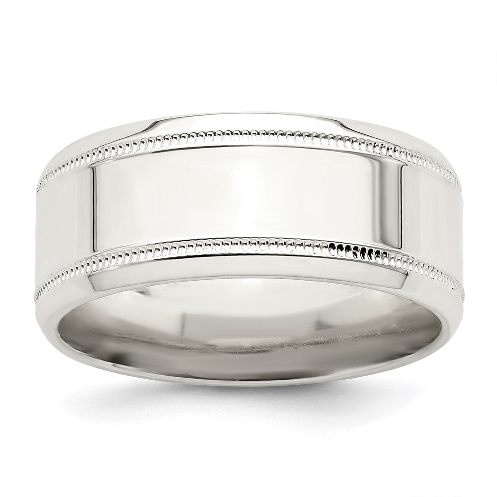 Sterling Silver 6mm Polished Flat Milgrain Beveled Edge Fancy Band Size 8.5