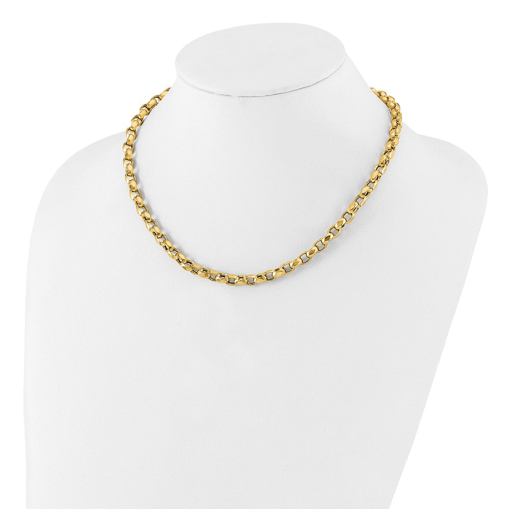 14K Polished Fancy Link 16in+2in Ext. Necklace