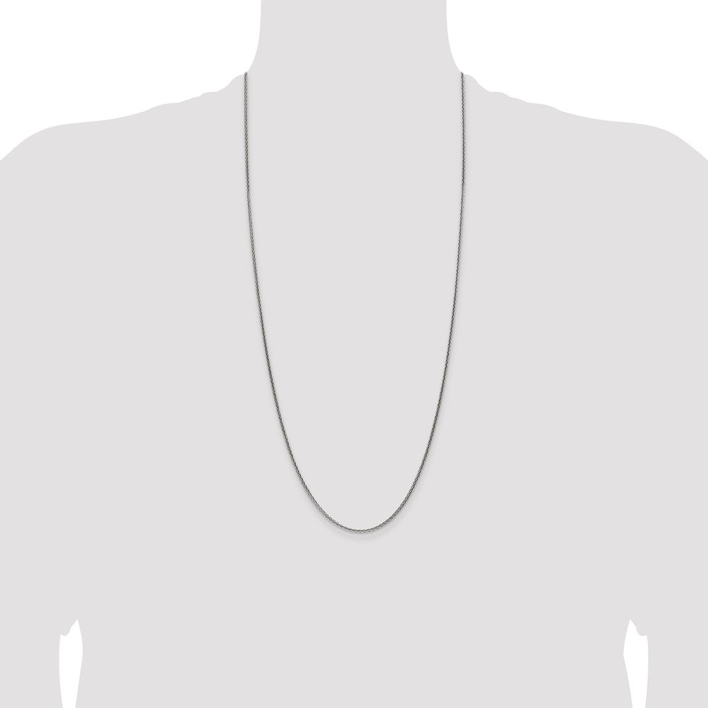 Sterling Silver Antiqued 1.6mm Solid Square Spiga Chain 30 Inches