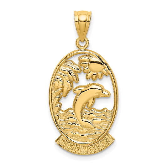 14K SEA ISLE w/ Dolphin Sunset Scene Charm