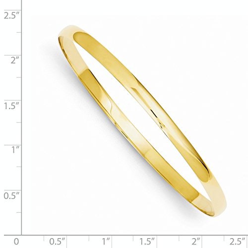 14k 4mm Solid Polished Half-Round Slip-On Round Bangle Bracelet
