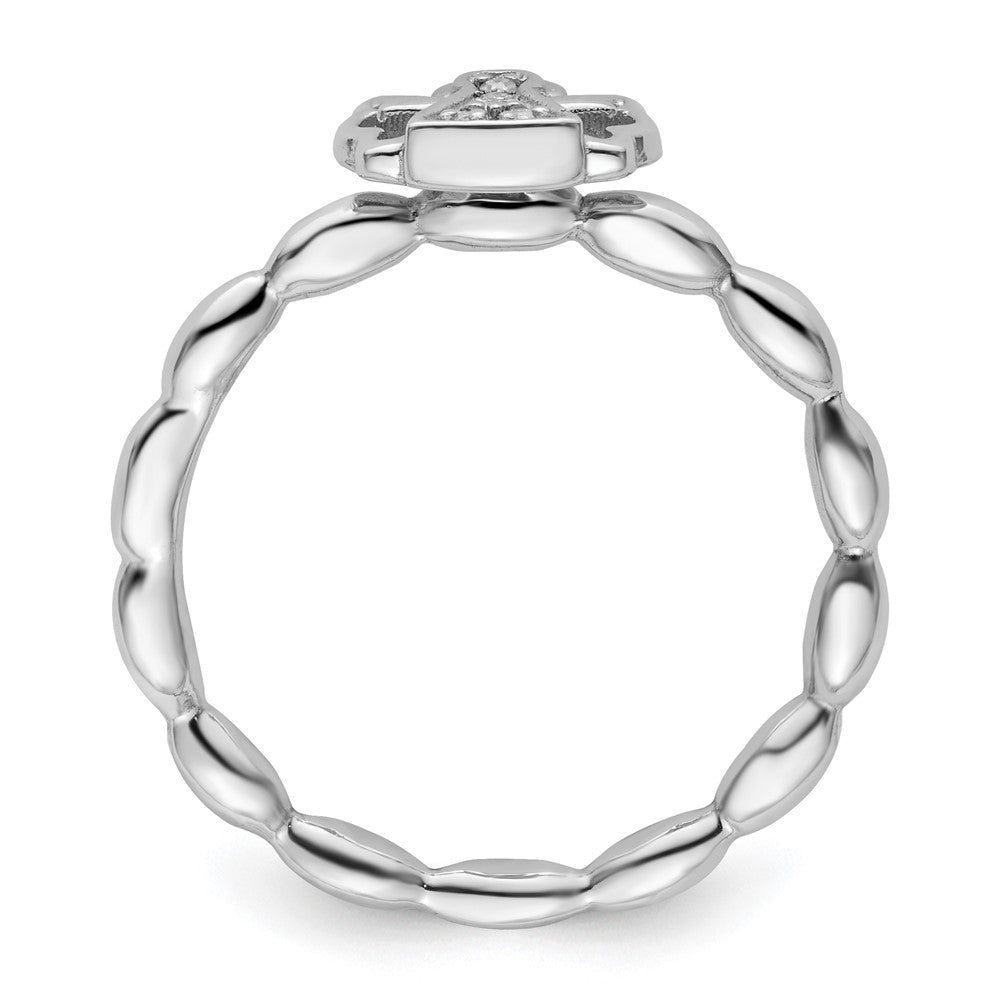 Sterling Silver Stackable Expressions Polished Diamond Angel w/halo Ring Size -8