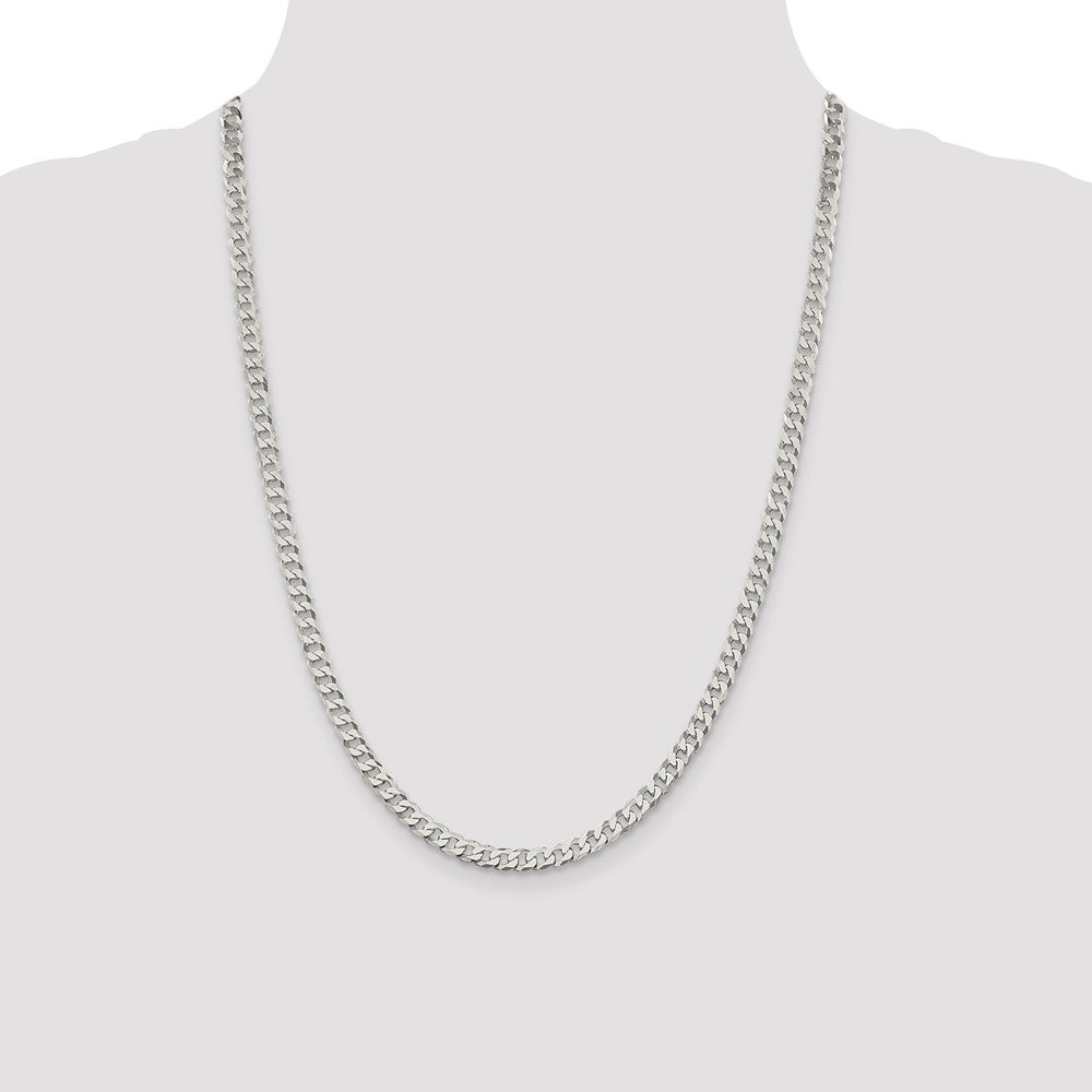 Sterling Silver 5mm Beveled Curb Chain 24 Inches