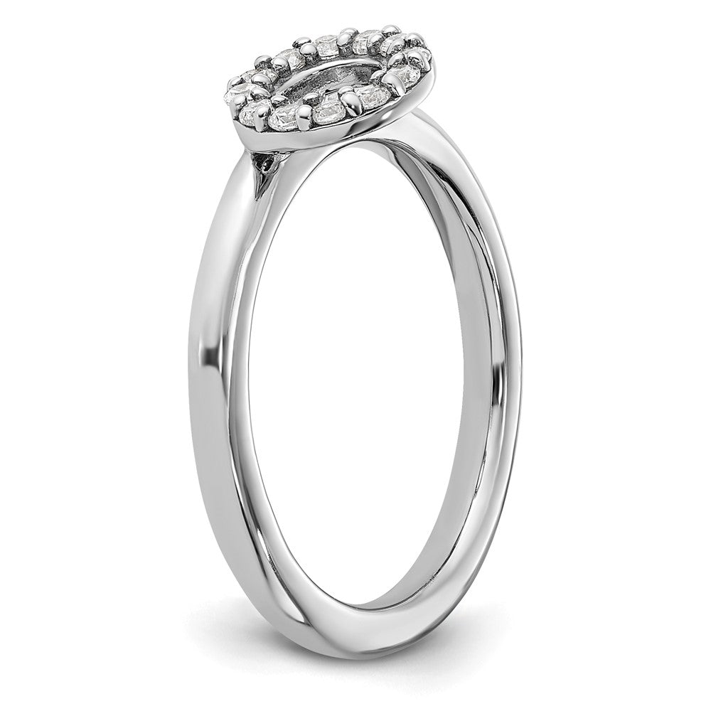 Sterling Silver Stackable Expressions Rhodium-plated CZ O Ring Size -8