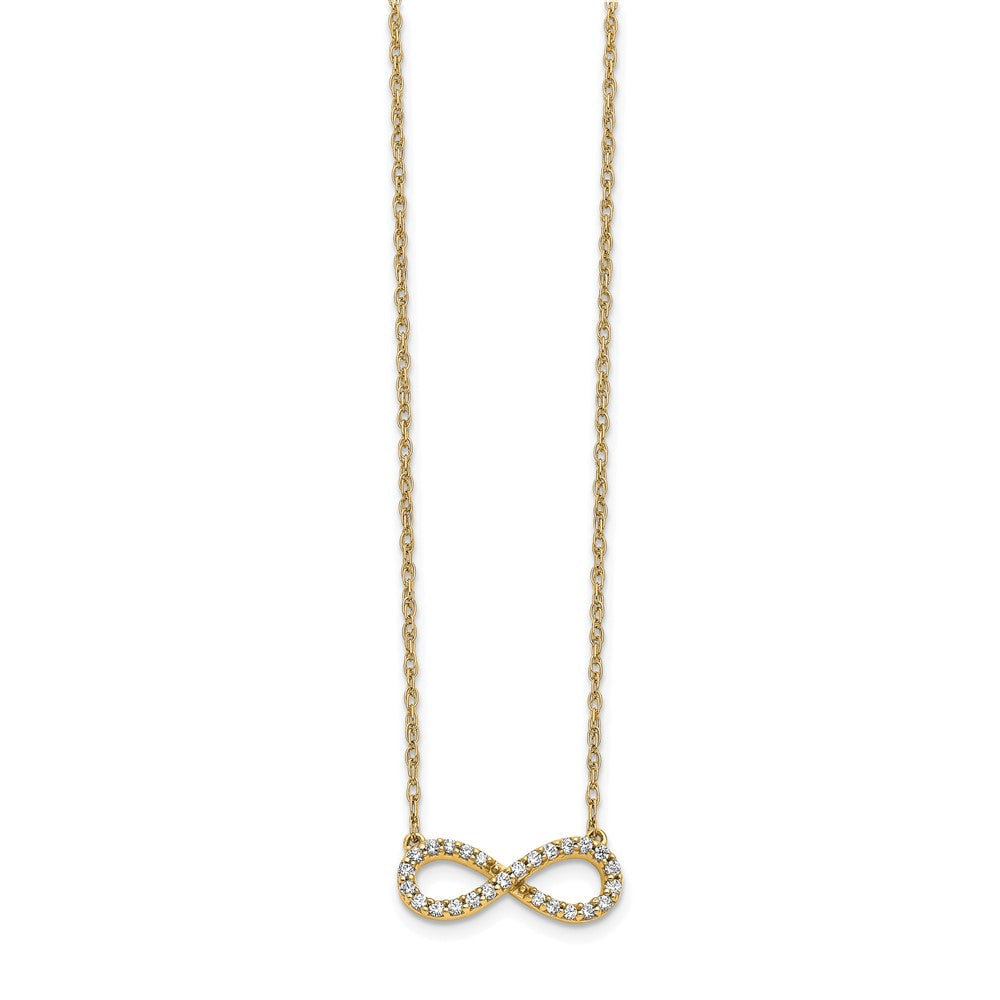 14K Polished 1/6 carat Diamond Infinity Symbol 18 inch Necklace