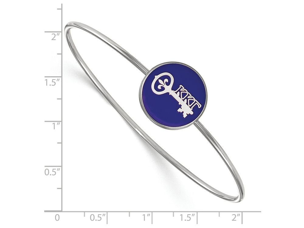 Sterling Silver Official Licensed Greek Sororities 7in Kappa Kappa Gamma (???) Enameled Slip-on Bangle