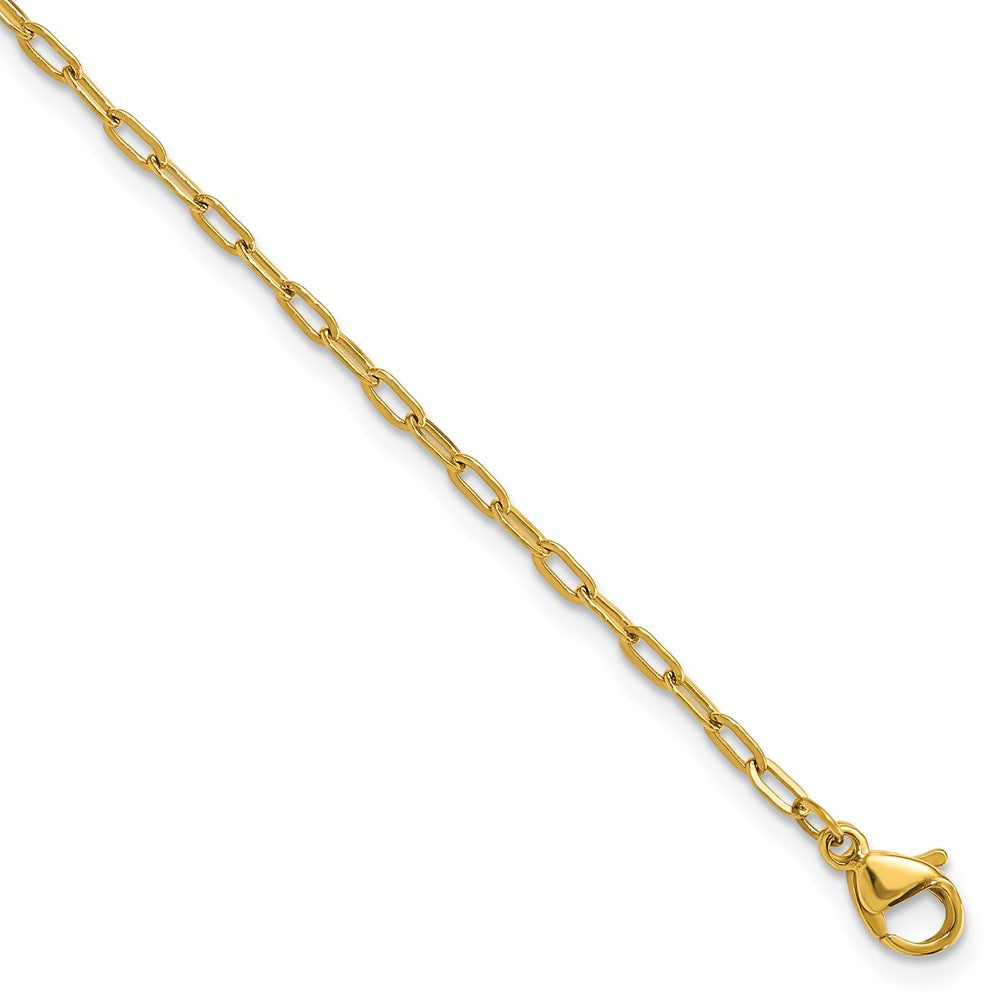 Stainless Steel Polished Yellow IP Paperclip Link 7.25in Chain Bracelet 7.25 inches