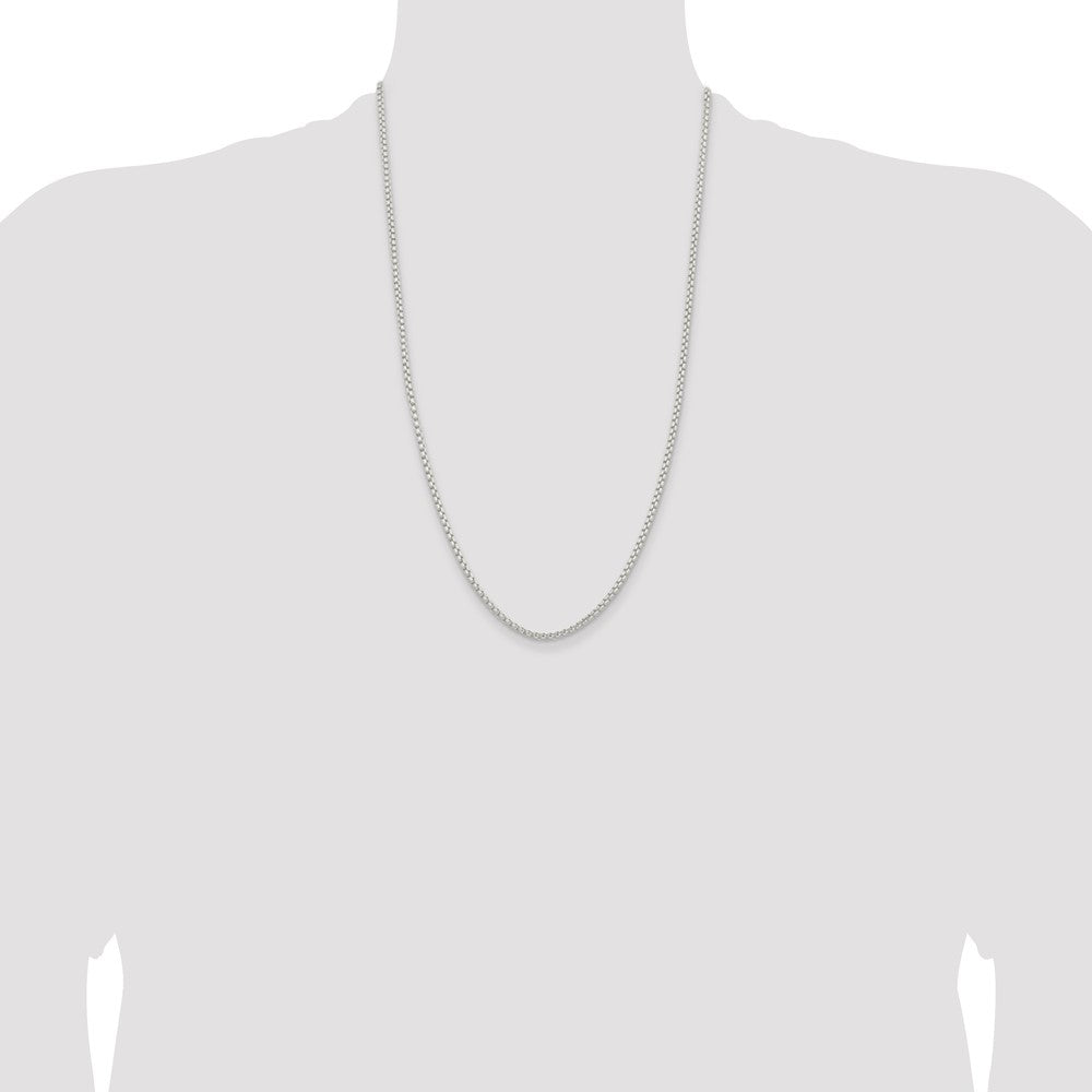 Sterling Silver 2.6mm Round Box Chain 26 Inches
