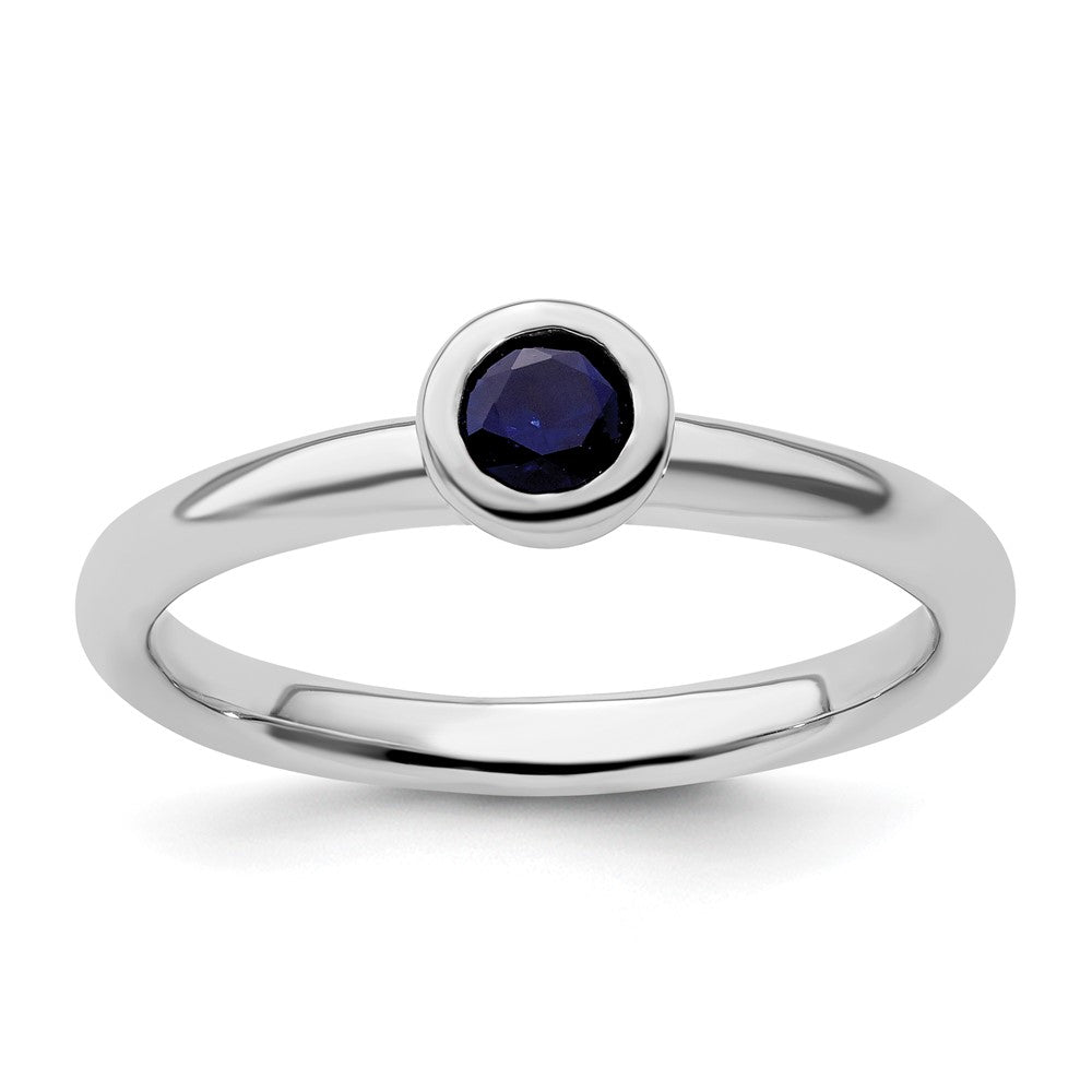 Sterling Silver Stackable Expressions Low 4mm Round Cr. Sapphire Ring Size -6