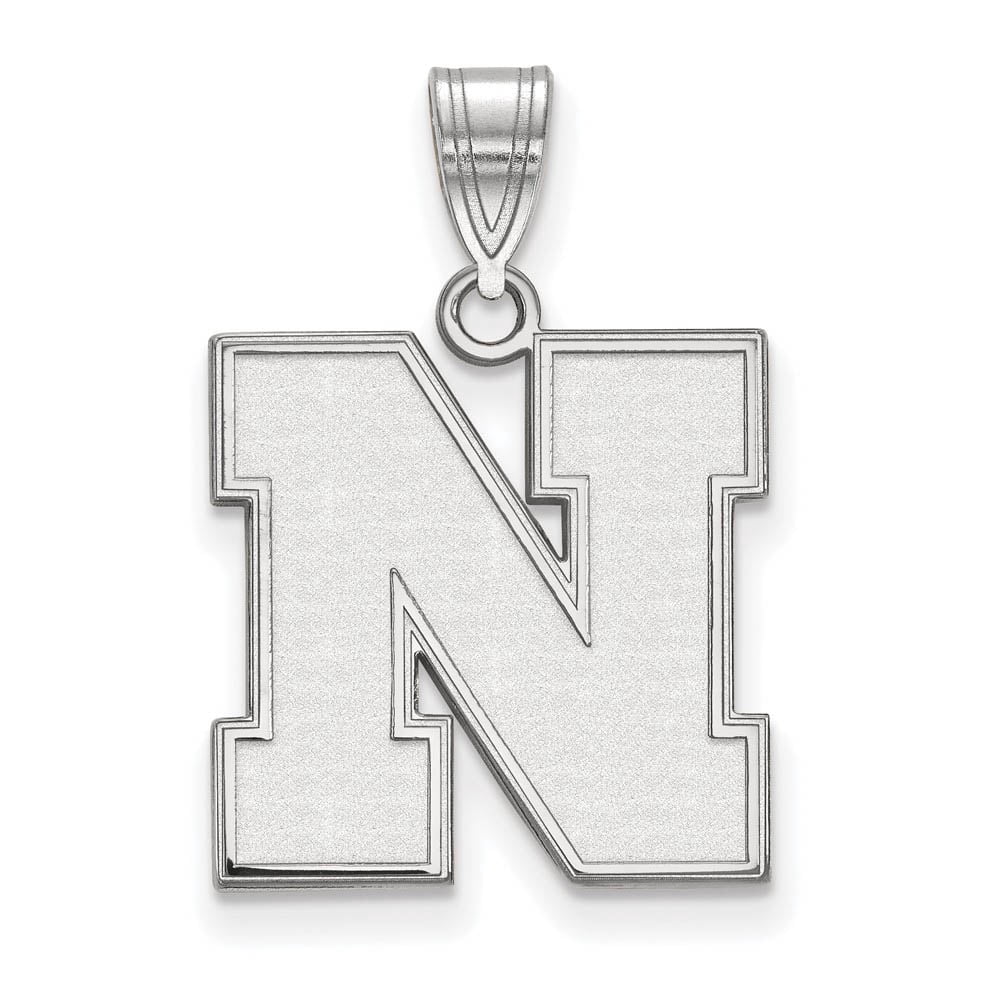 Sterling Silver Rhodium-plated LogoArt University of Nebraska Letter N Medium Pendant QSS067UNE