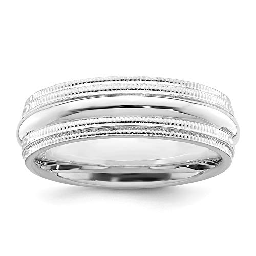 925 Sterling Silver Polished 6mm Comfort-Fit Double Milgrain Size 5.5 Band Ring Ring for Women and Men